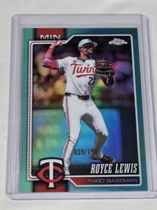 Royce Lewis 2026 Topps Chrome Aqua Refractor #151 and Numbered 39199 - Minnesota Twins Baseball Card