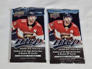 Lot of 2 Unopened Packs of 2022-23 Upper Deck MVP Hockey Cards