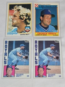 Lot of 4 George Brett Baseball Cards Including Topps #500 and Ralston Purina Collectors Edition