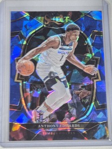 Anthony Edwards 2022-23 Panini Select Blue Cracked Ice Prizm #46 - Minnesota Timberwolves Basketball Card