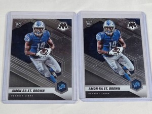 Lot of 2 Amon-Ra St. Brown Rookie Football Cards from 2021 Panini Mosaic - Detroit Lions