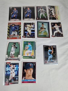 Lot of 13 Minnesota Twins Baseball Cards Featuring Players Including Joe Ryan and Brooks Lee with Rookie and Special Edition Cards