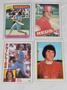 Lot of 4 Pete Rose Baseball Cards - Early 1980s Cards