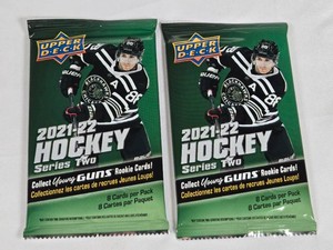 Lot of 2 Unopened Packs of 2021-22 Upper Deck Series Two Hockey Cards