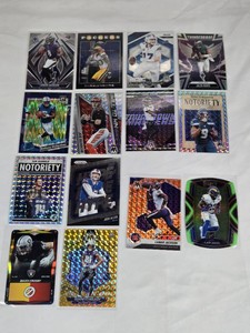 Lot of 14 Football Cards Featuring Lamar Jackson, Joe Burrow, and Josh Allen Including Notable Features Including Optic, Phoenix, Mosaic