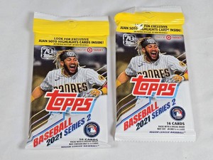 Lot of 2 Unopened Packs of 2021 Topps Baseball Series 2 Cards