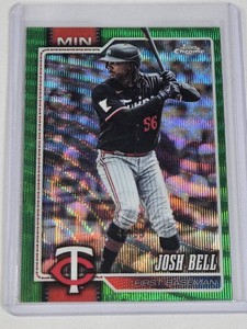 Josh Bell 2026Topps Chrome Green Wave Refractor #24 and Numbered 4499 - Minnesota Twins Baseball Card