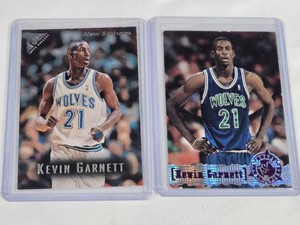 Lot of 2 Kevin Garnett Rookie Basketball Cards Featuring Topps Gallery and NBA Draft Pick Versions