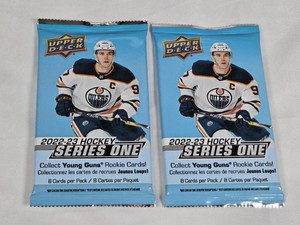 Lot of 2 Unopened Packs of 2022-23 Upper Deck Series One Hockey