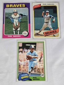 Lot of 3 Phil Niekro Baseball Cards Including 1978 Topps