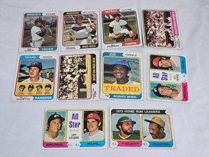 Lot of 10 Vintage 1974 Stars Baseball Cards Featuring Players Like Rod Carew and Reggie Jackson