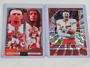 Lot of 2 Patrick Mahomes II Insert Football Cards Featuring Panini Donruss Elite Series and Production Line