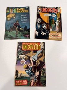 Vintage Gold Key UFO Flying Saucers & DC Unexpected Comics (Lot of 3)