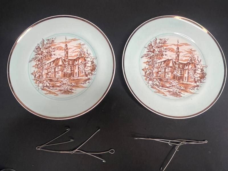 Limoges Decorative Plates - Vintage Colonial Light Old Virginia (Lot of 2)