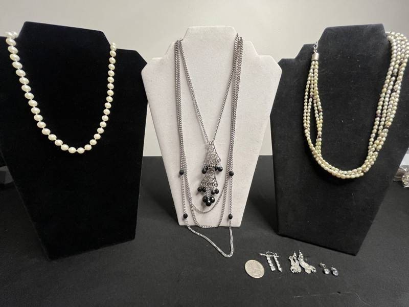 VTG Costume Jewelry Mixed Lot - 3 Necklaces & 3 Pairs Earrings