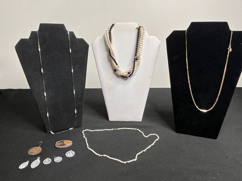 Vintage Costume Jewelry Mixed Lot - 4 Necklaces inc Park Lane, Brooch & 1916 Colorado State Fair Pendant