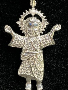 Sterling Silver Angel Pendant Necklace - Moissanite - 9.53 grams