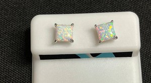 Opal Stud Earrings - Sterling Silver 6mm White Opal 2.40 CTTW - $199 retail tag