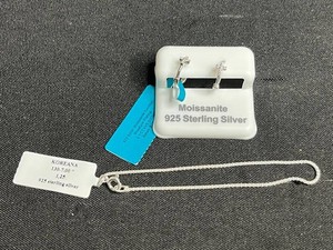 Sterling Silver Jewelry - Moissanite Earrings ($131 retail tag) & Koreana 7 Necklace ($50 retail tag)