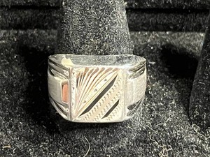 Sterling Silver Ring - Geometric Art Deco Style Statement Band - 5.87 grams