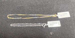 Sterling Silver Chain Necklaces - Flat Cuban & Sunburst Curb (Lot of 2) - $100 & $55 retail tags