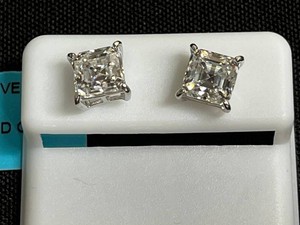 Moissanite Stud Earrings - Sterling Silver 4.00 CTW VVS D Color - $799 retail tag