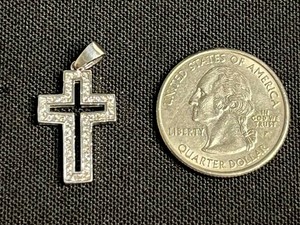 Cross Pendant - Sterling Silver & Moissanite