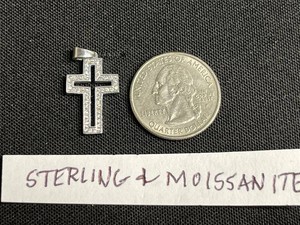 Sterling Silver Cross Pendant With Moissanite Accents