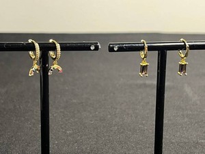 Sterling Silver Fashion Earrings - Gold-Tone Crystal Drops (Lot of 2)