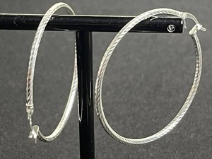 Sterling Silver Hoop Earrings - Twisted Textured Pair 3.59 grams