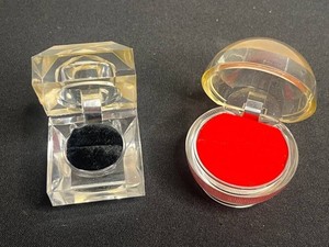 VTG Lucite Jewelry ContainersBoxes - Decorative Clear, Black & Red (Lot of 2)
