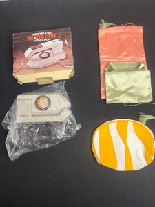 Travel Iron - Vintage Norelco Travel Care Model T165 Mixed Lot w VTG Travel JewelryCosmetic Bags