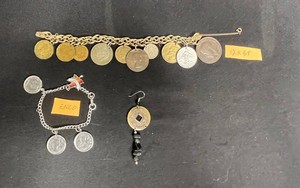 VTG Coin Jewelry Mixed Lot - ENCO Charm Bracelet, 12K GF Bracelet & Earring