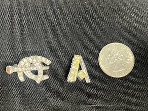 VTG Costume Jewelry Rhinestone Brooches - Geometric Designs (Lot of 2)