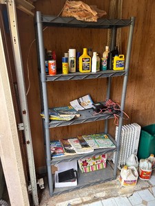 Garage shelf and contents