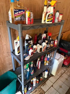 Garage shelf and contents