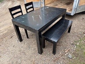Black table with matching bench and chairs