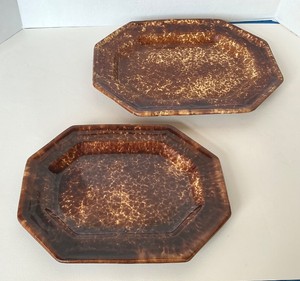 Pair of Antique Rockingham Platters