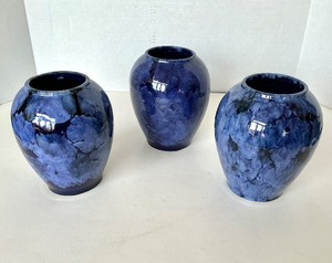 Trio of Vintage Brush McCoy Blue Onyx Vases