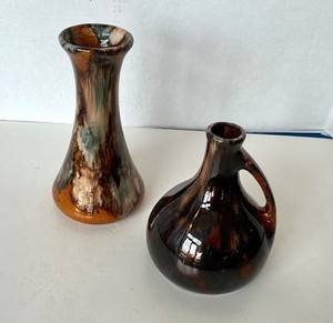 Pair of Vintage Brush McCoy Brown Onyx Vessels