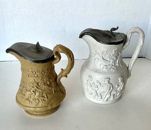 Pair of Antique English Drabware Jugs