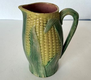 Antique Majolica Corn Pitcher