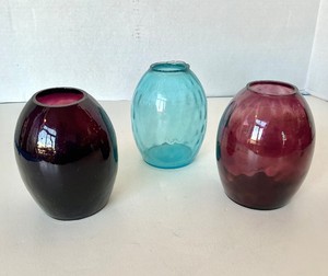 Group of 3 Vintage Blown Glass Flatback Vases