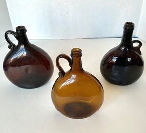 Group of 3 Antique Blown Glass Chestnut Bottles