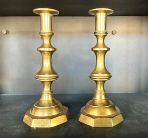 Pair of Antique Brass Candlesticks #2