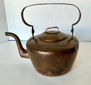 Large Antique Dovetailed Copper Teapot