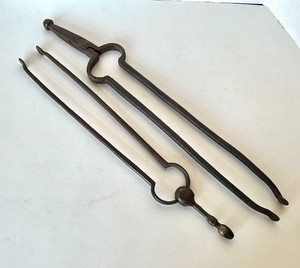 Pair of Antique Hand Forged Fireplace Tongs #2