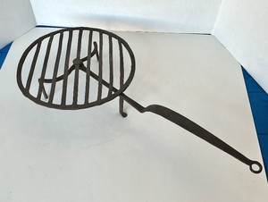 Antique Revolving Wrought Iron Hearth Grill Pan