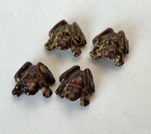 Two Pairs of Anatomically Correct Pottery Frog Paperweights