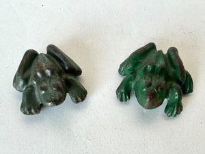 Pair of Anatomically Correct Cast Iron Frog Paperweights